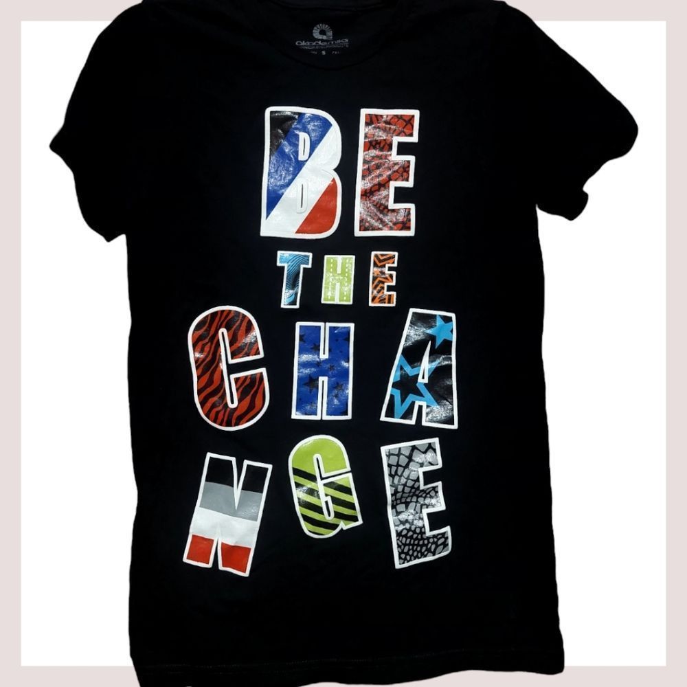 Akademiks Men's Be The Change Short Sleeve Tee Shirt, Small, Black